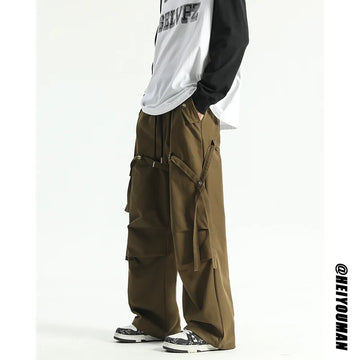 New Cargo Pants Baggy Straight Oversize Trousers Fashion Wide Leg Pockets Black Joggers Trousers Y2k Streetwear Clothing